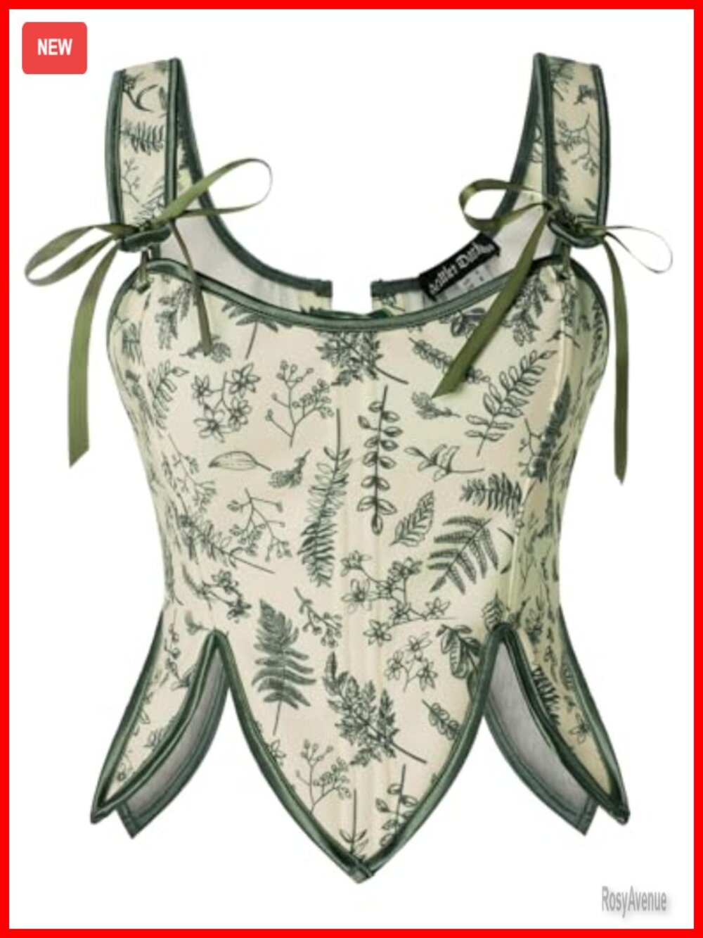 Floral Renaissance Corset Top Boned Bodice Lace Up Medieval Bustier